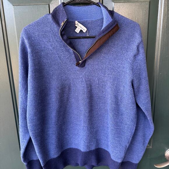 Peter Millar Womens Blue Merino Wool Quarter Zip Pullover Sweater M Classic Fit - Picture 1 of 7